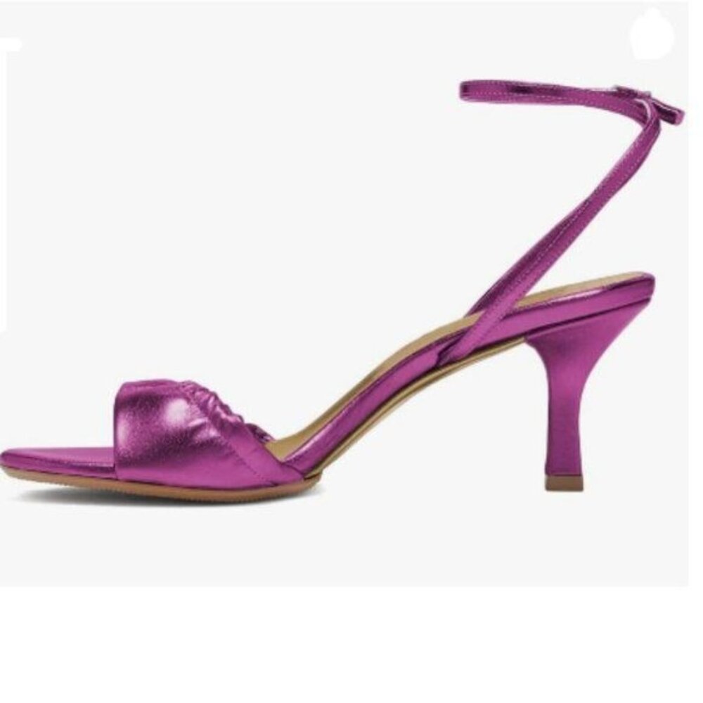 FSJ Purple Strap Open Toe Slingback Kitten Heel Sandals Ankle Strap Buckle Shoes